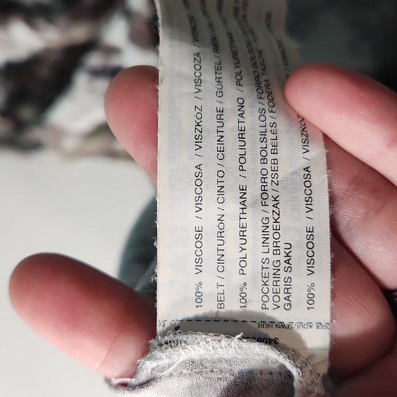 MNG by Mango Splatter Print Dress XLARGE Cream, Olive, Brown Pockets - Picture 7 of 7